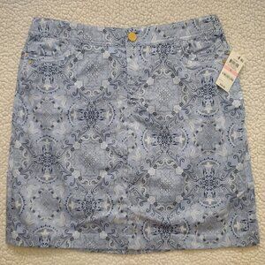 NWT Charter Club blue fleurish print Dusty Robin athletic skort ladies size 10